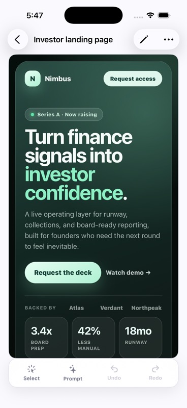 Saved HTML artifact opened in preview on iPhone